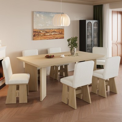 GDFStudio Felton Modern 7 Piece Wood Upholstered Dining Table Set