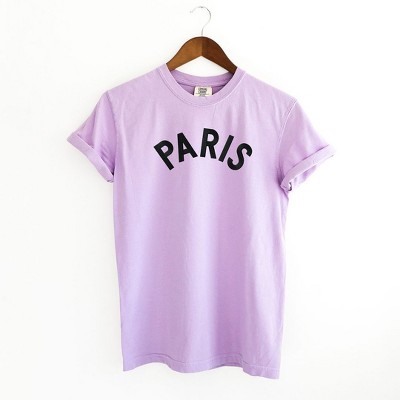 Simply Sage Market Women's Embroidered Paris Arched Short Sleeve Garment Dyed Tee