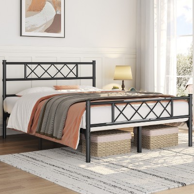 Yaheetech Simple Metal Bed Frame with Headboard&Footboard Slatted Bed Base