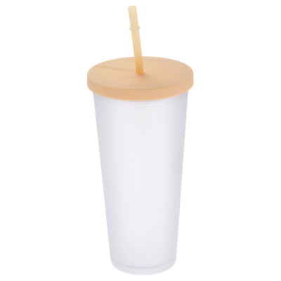 Unique Bargains Matte Style Double Wall Acrylic Straw Tumbler with Lid