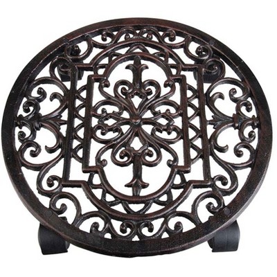 The Lakeside Collection Filigree Round Antique Rust Plant Trolley