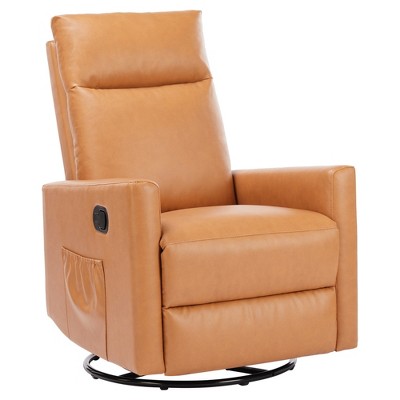 FONTOI Swivel Recliner Chair, Glider Nursery Chair for Living Room with Extra Large Footrest, High Back, Brown, 62.9"*40.1"*327.9"
