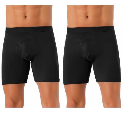 INSPIRE CHIC Men's 2 Pack Lightweight Solid Color Soft Stretch Open-fly Basic Boxer Briefs