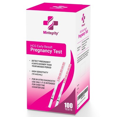 Mintegrity - 100 Pack Pregnancy Test Strips Early Detection, 10 MIU/ML, Rapid and Accurate Results