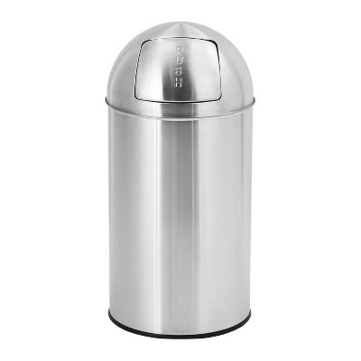 Trash Can, Dome Top Push Lid, Heavy Duty Stainless Steel Waste Bin with Removable Inner Bucket, Outdoor Trash Bin for Commercial Use