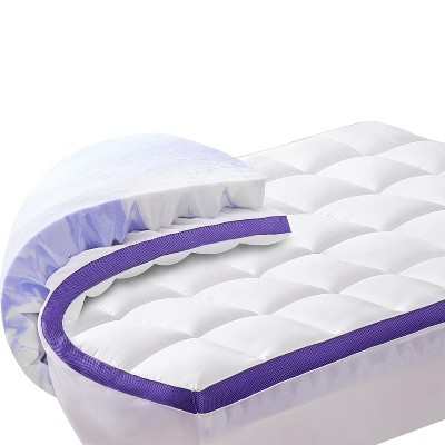 Itopfox Dual Layer Memory Foam Mattress Topper with Cooling Gel and Pillow Top, Egg Crate Design for Pressure Relief and Comfort