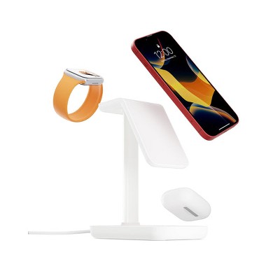 Twelve South HiRise 3-in-1 Magnetic Charging Station for MagSafe iPhones, AirPods and Apple Watch 5 ft USB-C Cable White