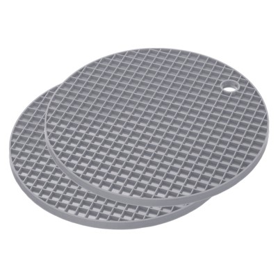 Unique Bargains Silicone Heat Resistant Non-slip Flexible Trivet Mats Light Gray 2 Pcs