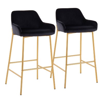 Set of 2 Daniella Metal/Velvet Barstools - LumiSource