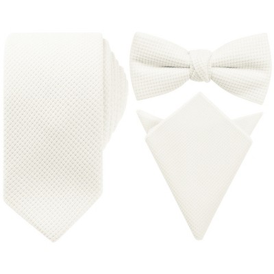 INSPIRE CHIC Men's Solid Color Pre-Tied Thick Tie Set