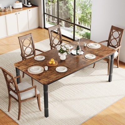 79" Large Industrial Dining Room Table for 6-8 People Rectangular Wood Kitchen Table with Heavy Duty Metal Legs forKitchen, Living Room(No Chair)