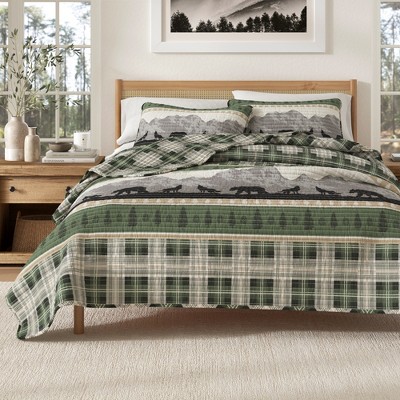 Great Bay Home Rustic Lodge Patchwork Reversible Quilt Set With Shams
