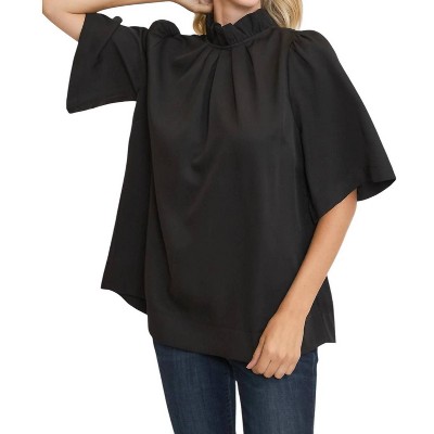 Women's Bell Sleeve Back Bow Tie Top - umgee