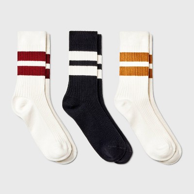Women's Lightweight Ribbed Striped 3pk Crew Socks - Universal Thread™ 4-10