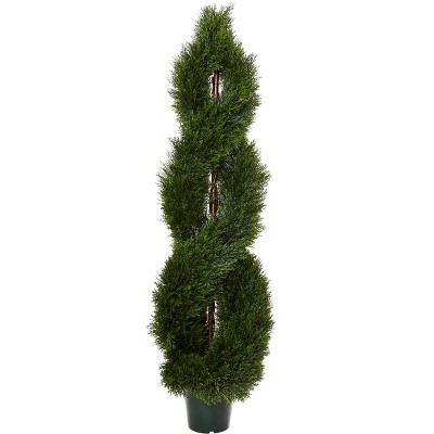Nearly Natural 5-ft Pond Cypress Spiral Topiary UV Resistant (Indoor/Outdoor)
