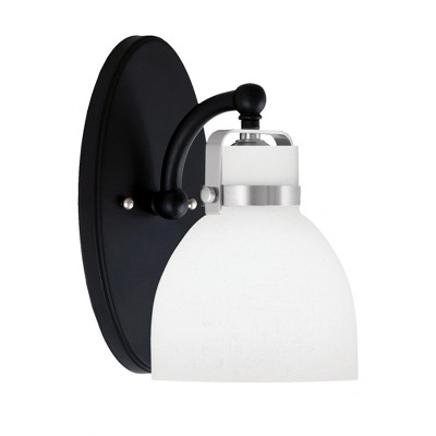 Toltec Lighting Easton 1 - Light Sconce in  Matte Black/Brushed Nickel with 6'' White Muslin Shade