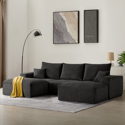 Gericco 113" Boneless Sectional Cloud Couch Sofa Bed for Living Room, Modular Modern Lounge 3 Seater Couches with Chaise, No Assemble