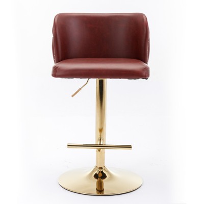 Ridstar Set of 2 Modern Swivel Bar Stool with Adjustable Seat Height For Home Pub & Kitchen Islands-Red