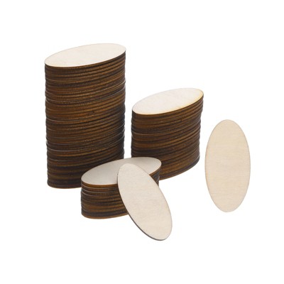 Unique Bargains DIY Craft Decoration Oval Shape Blank Wood Pieces 100 Pcs