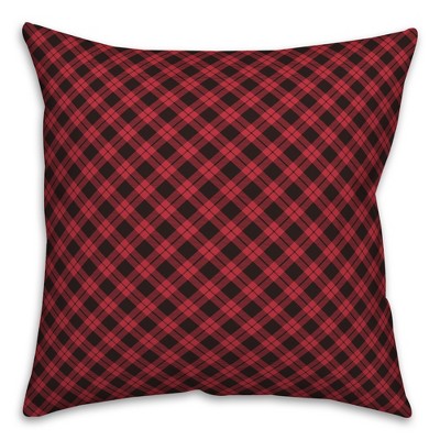 Creative Products Red and Black Gingham Buffalo Check Plaid 16 x 16 Spun Poly Pillow