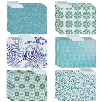 Paper Junkie 24 Pack Decorative File Folders, 6 Floral Designs, 1/3 Cut Tabs for Home, Office, School, Letter Size, Blue, Teal, Green, 9.5 x 11.5 in