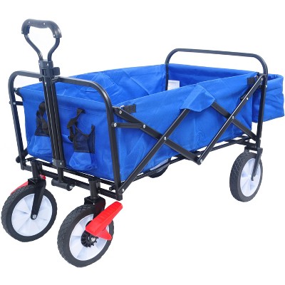 Folding Wagon Garden Shopping Beach Cart (Blue colour)