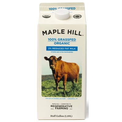 Maple Hill Creamery 100% Grassfed Organic 2% Reduced Fat Milk - 0.5gal