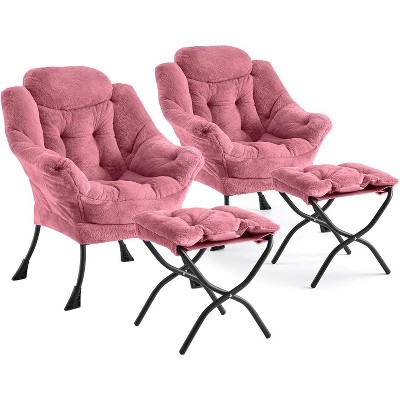 Lazy Chair with Ottoman, Modern Lounge Accent Chair,Leisure Sofa Armchair with Footrest,Reading Armchair with Side Pocket