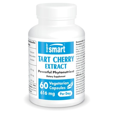 SuperSmart Tart Cherry Extract 616mg per Day - Patented CherryPURE Tart Cherry Montmorency | Non-GMO, Vegan & Gluten Free - 60 Vegetarian Capsules