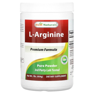 Best Naturals L-Arginine Powder 1 Pound - Pure Pharmaceutical Grade Free Form - Best Amino Acid Arginine Supplements for Women & Man - Promotes