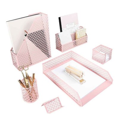 Blu Monaco Desk Organizer Set - 6-Piece Desk Accessories for Mail, Sticky Notes, Pens, Magazines & Documents