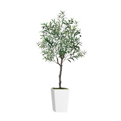 Artificial Olive Tree with Pot and Moss, Artificial Plants for Home Office Decor