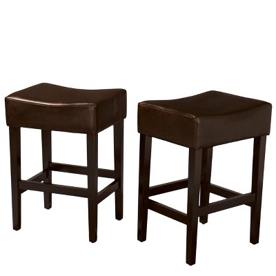 Set of 2 Lopez Backless Leather Counter Height Barstool - Christopher Knight Home