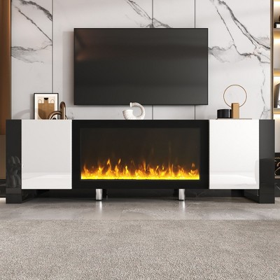 NicBex TV Stand Electric Fireplace TV Stand Modern Entertainment Center with 2 Cabinets for TVs up to 78" for Living Room, Bedroom