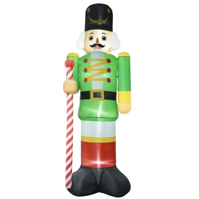 Outsunny 11.8' Christmas Inflatables Green Walnut Soldier with White LED Lights for Lawn Garden Party