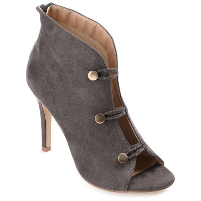 Journee Collection Womens Brecklin Back Heel Zip Open Toe Stiletto Booties Grey 10