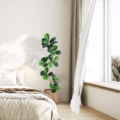 COZONY 5/6/7FT Fiddle Leaf Fig Artificial Tree in White Planter, Realistic Faux Indoor Floor Plant