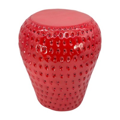 INFURNIC Strawberry Fruit Stool Side Table Home Decor Plant Stand Garden Indoor Outdoor Decoration Party Kid Gift Festival, Red, 12.8"*12.8"*13.4"