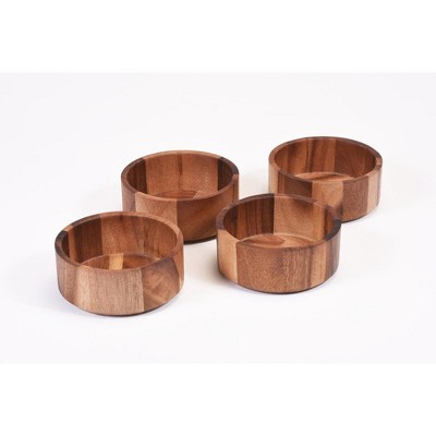 Kalmar Home Solid Acacia Individual Salad Bowl  Set of 4