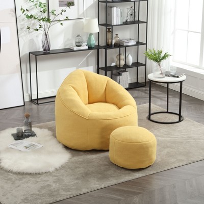 NicBex Classic Bean Bag Chair with Footrest, Comfy Lazy Sofa Chair for Adults in Living Room, Bedroom, Dorm, Yellow