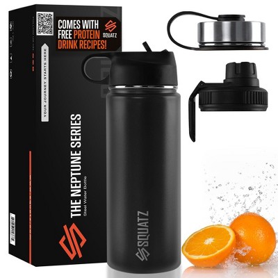 SQUATZ 40 Oz Neptune Series Steel Water Bottle, Stainless Double Wall Vacuum Insulated Flask with Handle Strap