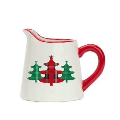 Amici Home Christmas Creamer Pitcher - 8oz Ceramic Milk Creamer for Coffee, Gravy Boat with Drip-Free Pour Spout, Versatile Small Pitcher