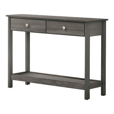 HOMES: Inside + Out Clonard Wooden Sofa Table Gray: Transitional Style, Storage Drawer, Open Shelf