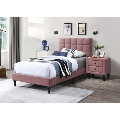 NicBex Twin Size Velvet Upholstered Platform Bed with Wooden Slatted Frame,Modern Small Bed Frame for Bedroom,Kids Room