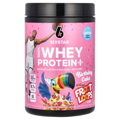 SIXSTAR 100% Whey Protein Plus, Birthday Cake Kellogg's Froot Loops, 1.55 lbs (705 g)
