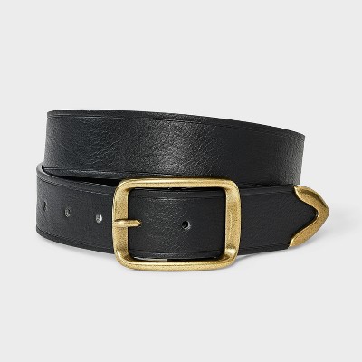 Beveled Buckle with Metal Tip Belt - Universal Thread™ Black