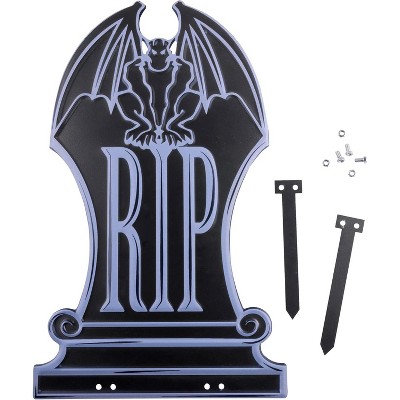 3-D Halloween Metal Tombstone (RIP) - (16.75" Tall w Stakes)-Durable, Weatherproof, UV Printed Lawn Decor - No More Flimsy Foam Headstones