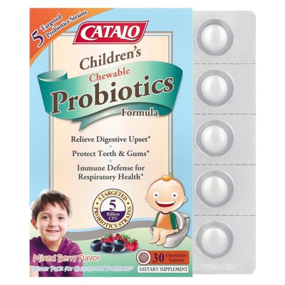CATALO Children's Chewable Probiotics Formula, Mixed Berry, 5 Billion CFU, 30 Chewable Tablets