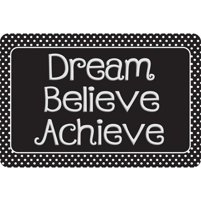Ashley Productions® The Original Fun Mat™, Welcome Mat, 15.5" x 23.5", Dream, Believe, Achieve, Black with White Dots