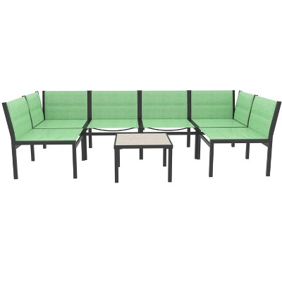 Cesicia Modern 7-Piece White Outdoor Patio Sofa Set For Backyard, Poolside, Indoor